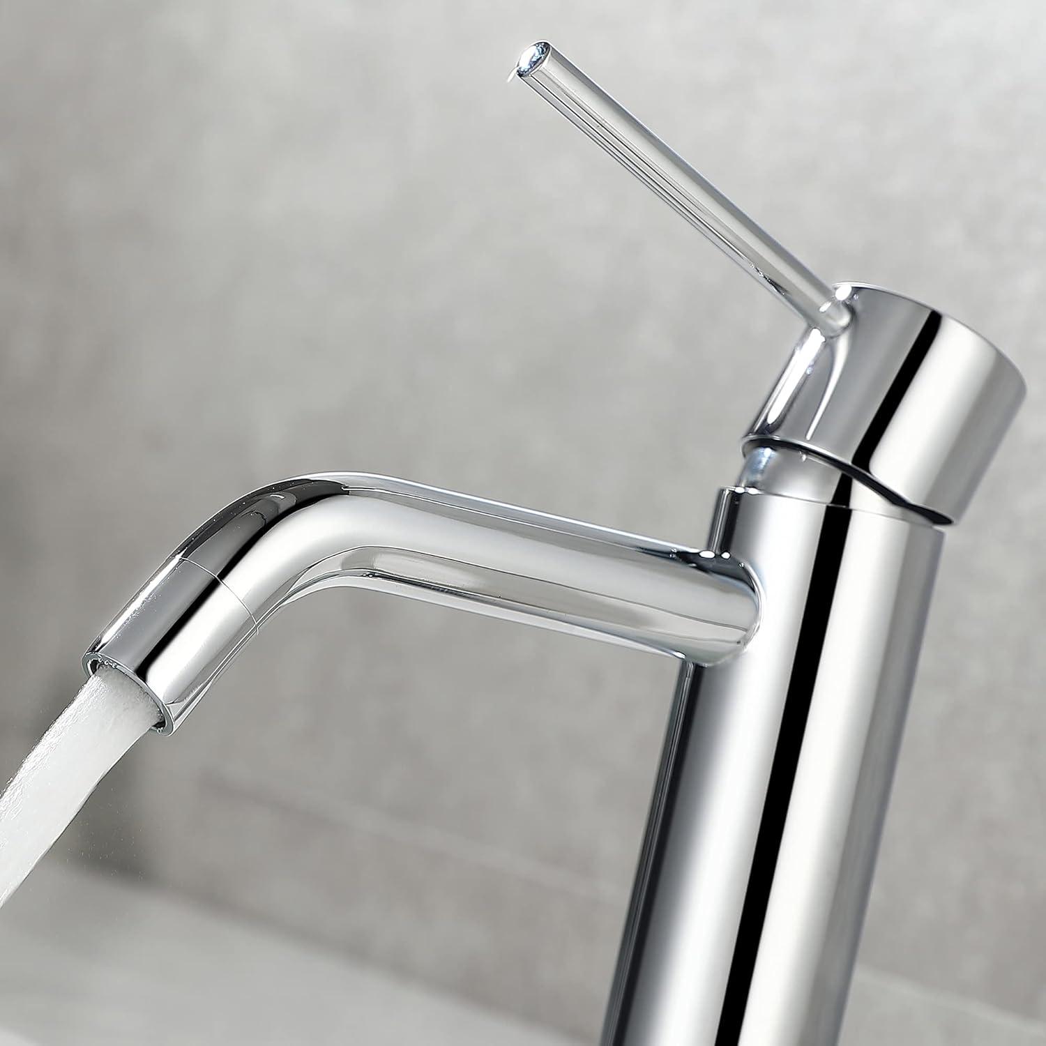 Chrome Single Handle Bathroom Faucet with Pop-Up Drain