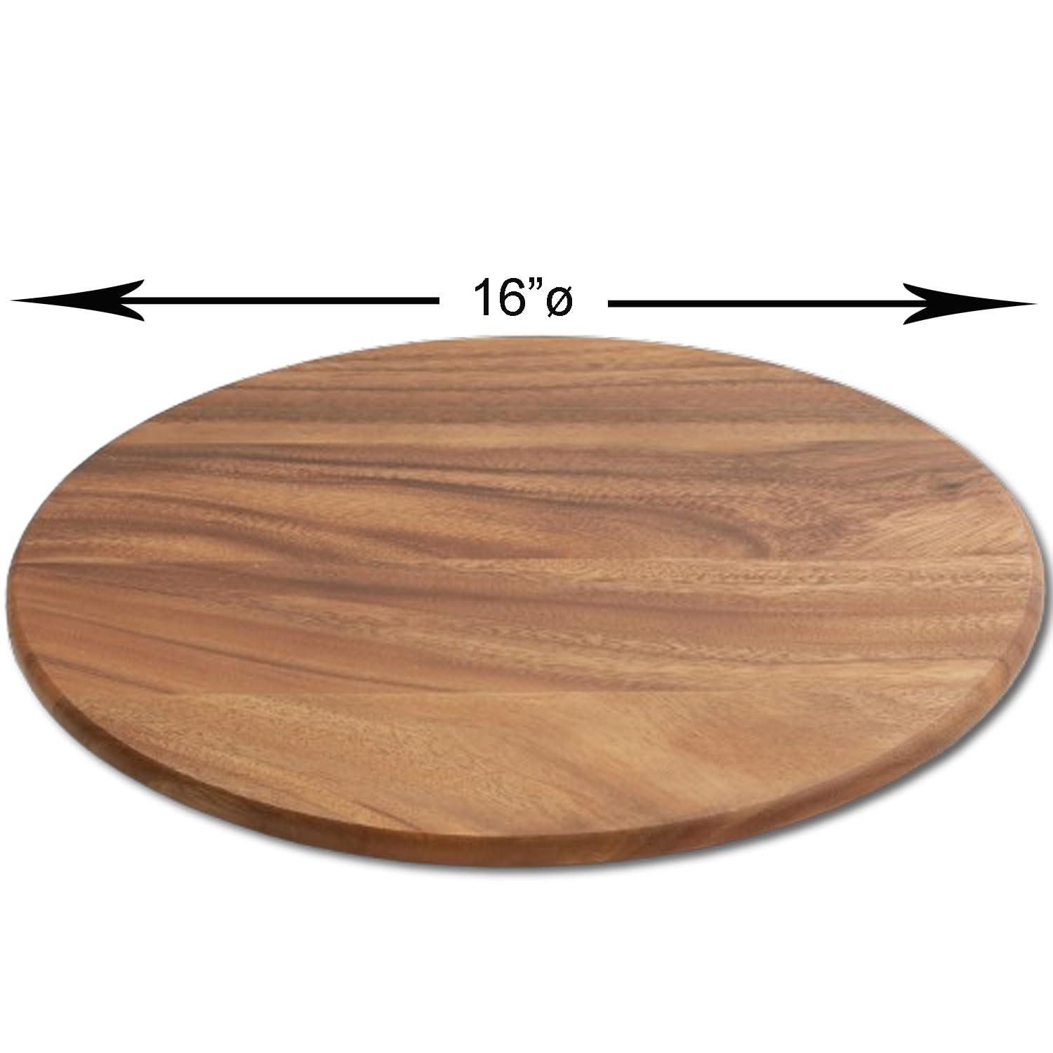 Woodard & Charles Acacia Wood Lazy Susan Tray with Stainless Steel Ball Bearing Mechanism, 16-Inch