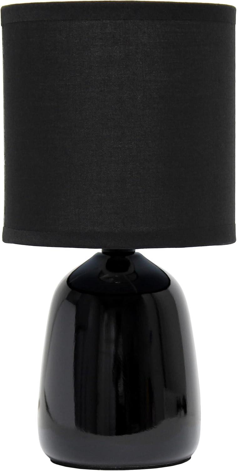 10.04" Traditional Ceramic Thimble Base Bedside Lamp with Fabric Shade - Simple Designs: ETL Listed, No Assembly Required