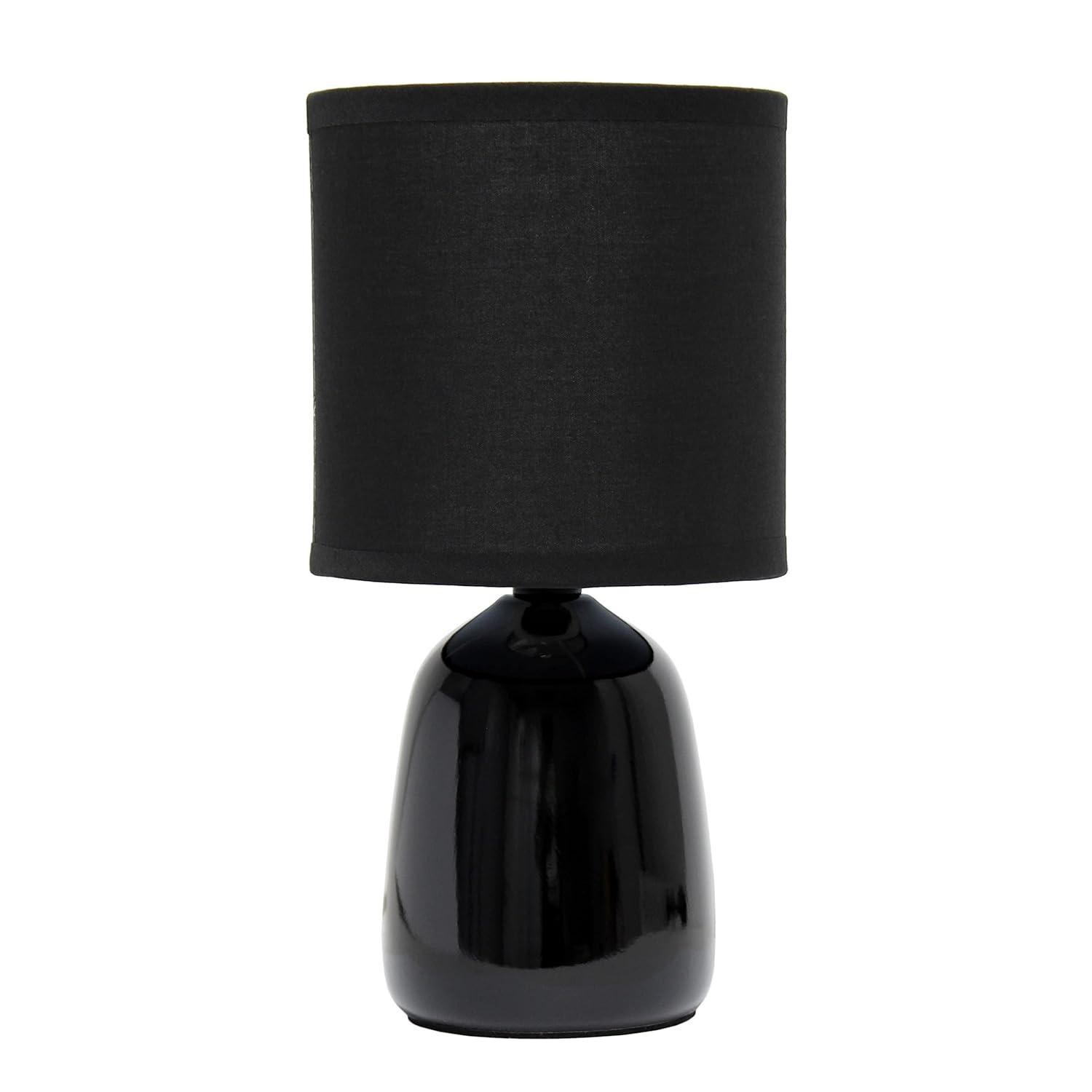 10.04" Traditional Ceramic Thimble Base Bedside Lamp with Fabric Shade - Simple Designs: ETL Listed, No Assembly Required