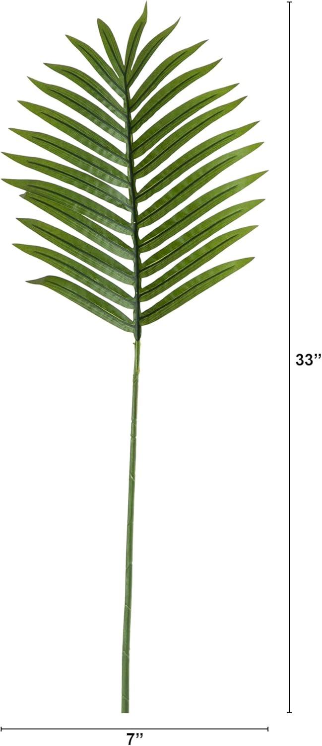 33-Inch Green Artificial Palm Leaf Stems, Set of 3