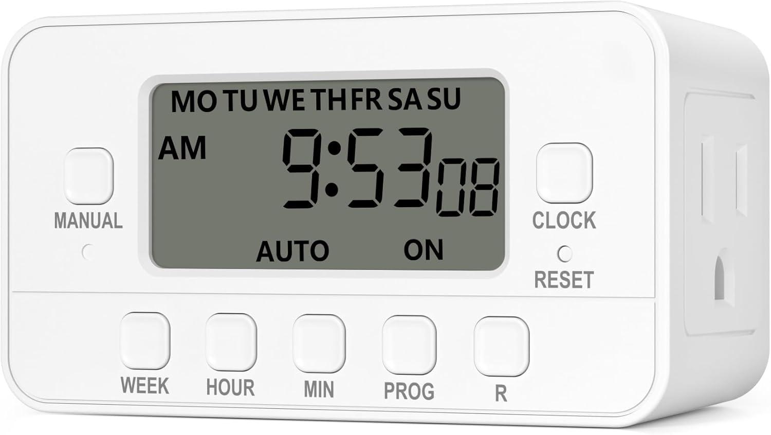 White Digital Programmable Timer with Dual Outlet