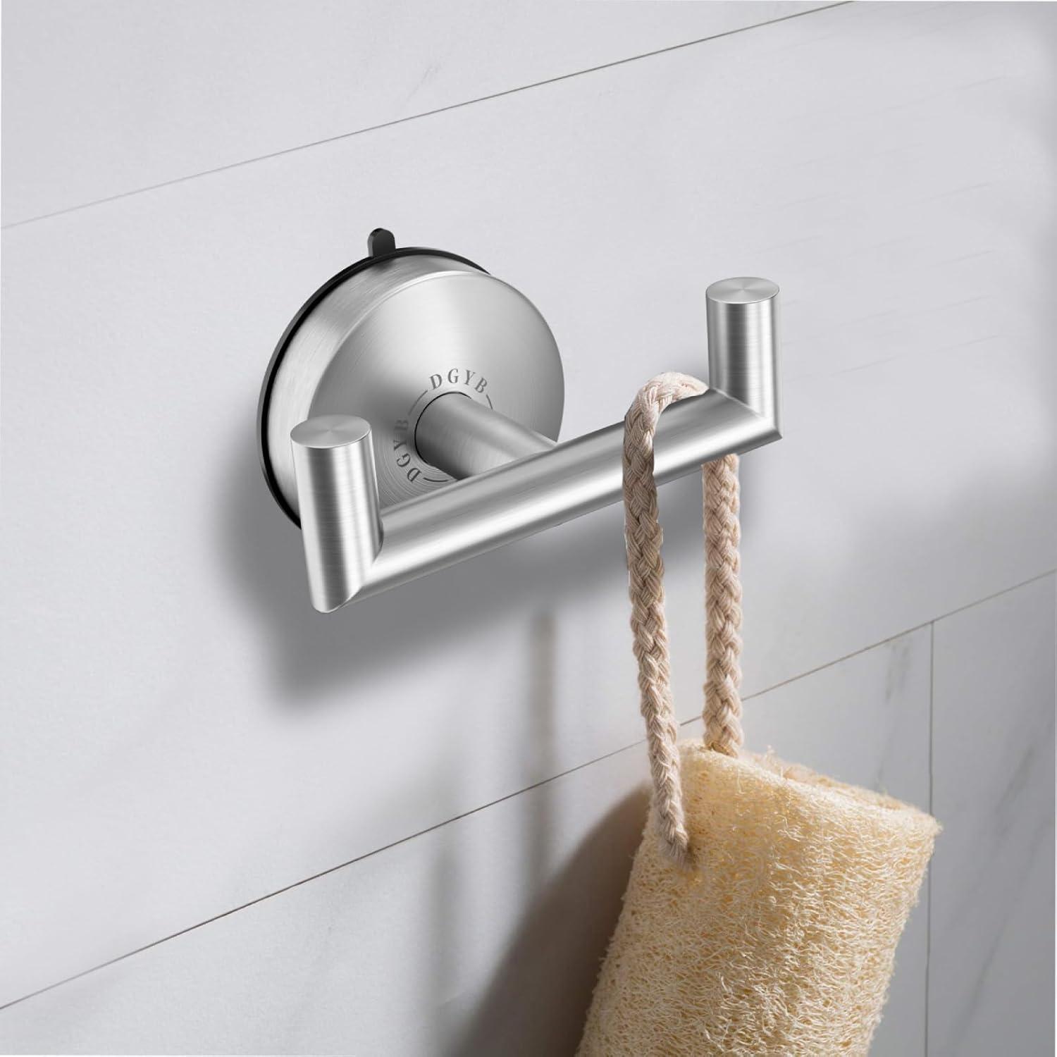 Shower suction cup hook stainless steel detachable towel towel towel suction cup hook waterproof wall bathroom kitchen 15 pounds 2 packs (nickel) beautiful and practical