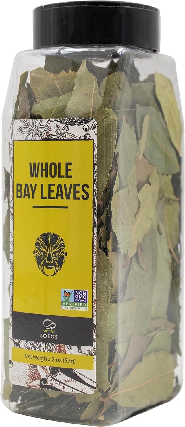 Soeos Whole Bay Leaves 2oz, Dried Laurel, Non-GMO Verified, Herb for Marinades, Stews and Soups