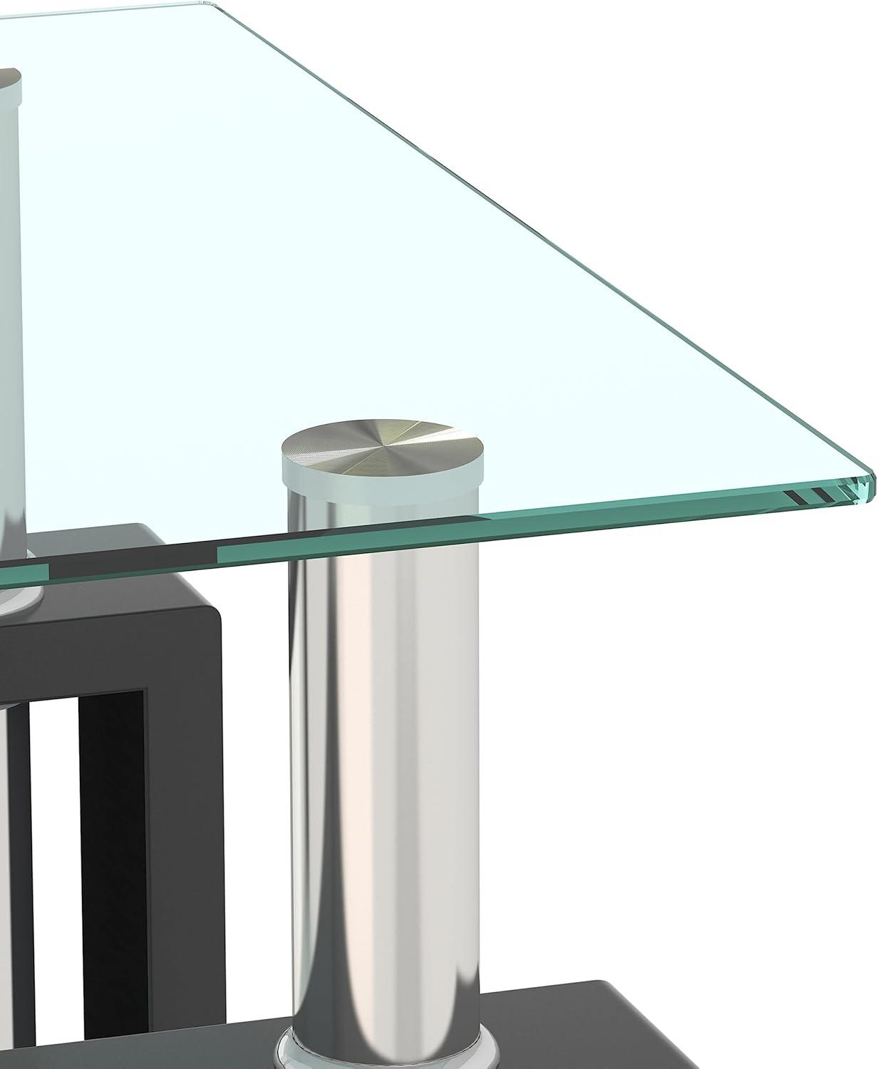 Glass Coffee Table Set of 3 Piece, Living Room Table Set of 3, Black Coffee Table and End Coffee Table Sets, Metal Frame (Black C, Set of 3)