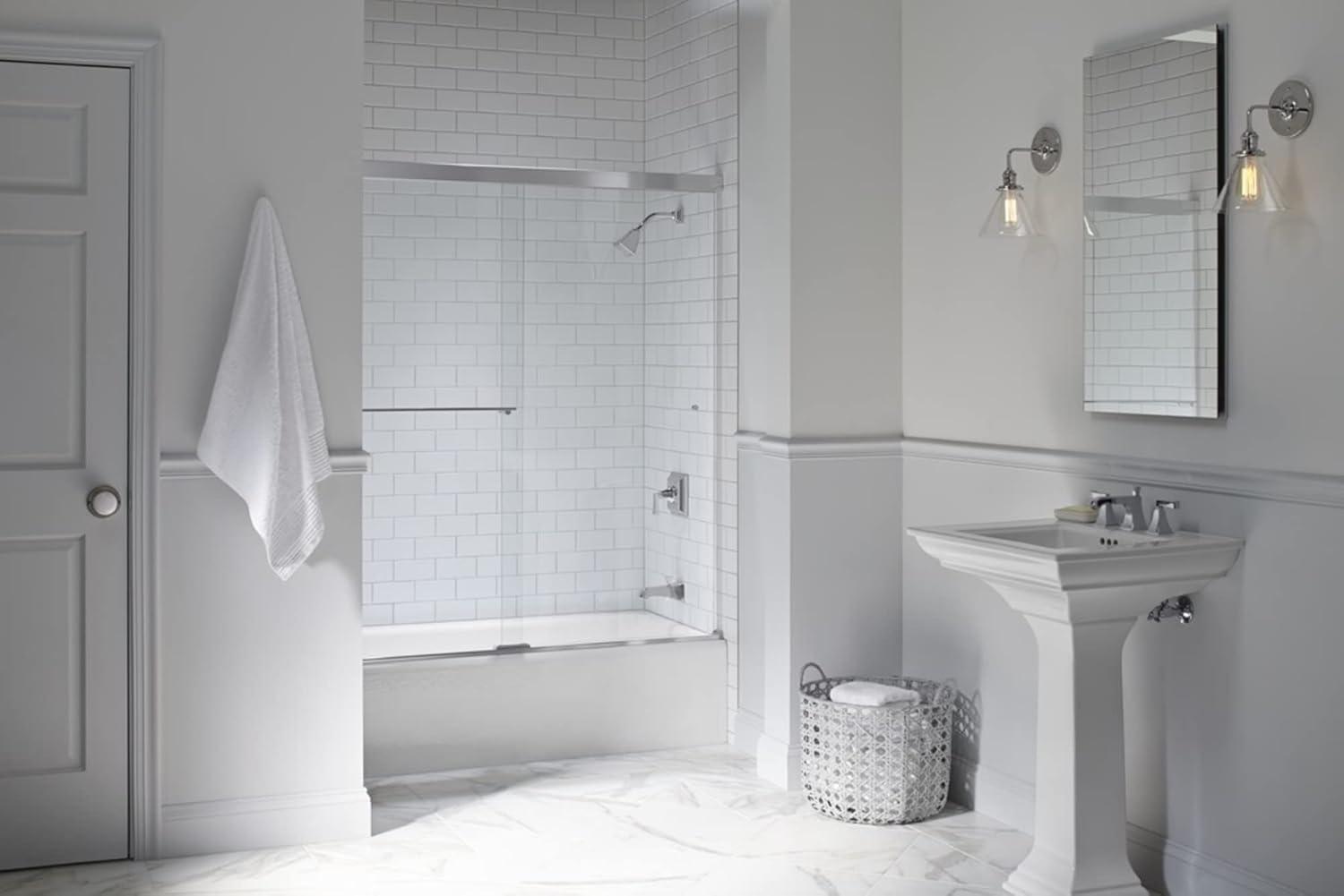 Revel 59.63'' x 55.5'' Double Sliding Bath Door with CleanCoat® Technology