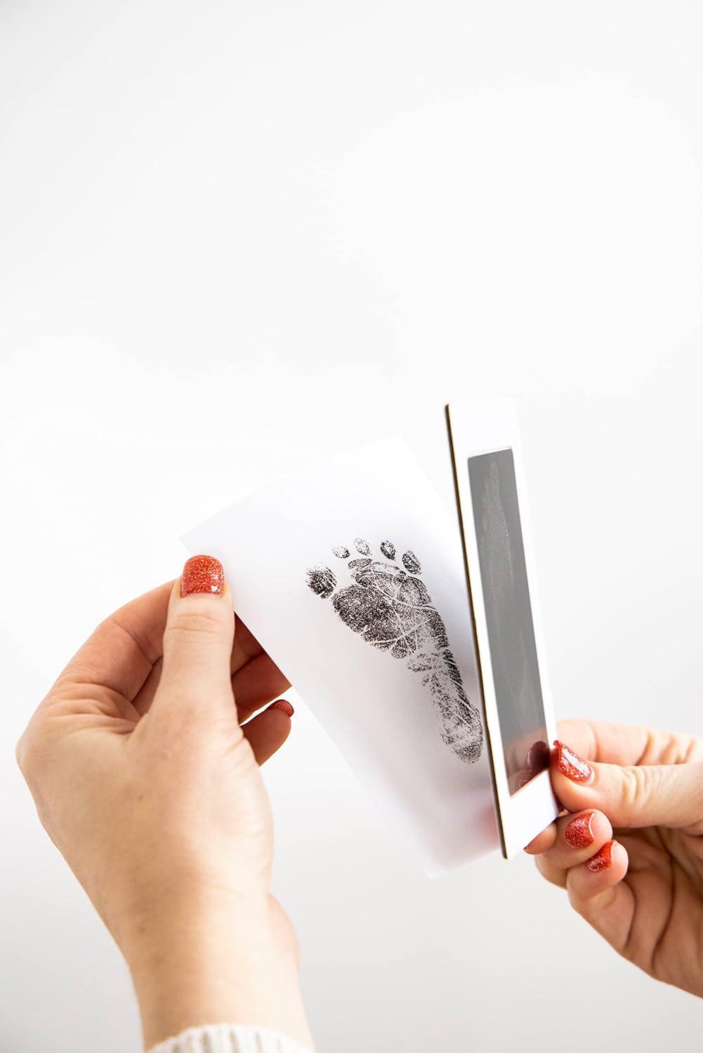 Pearhead Newborn Baby Handprint and Footprint Kit - No Mess Clean-Touch Ink Pad With Impression Cards, Safe for Skin, Perfect Keepsake for Family, Acid-Free, Black