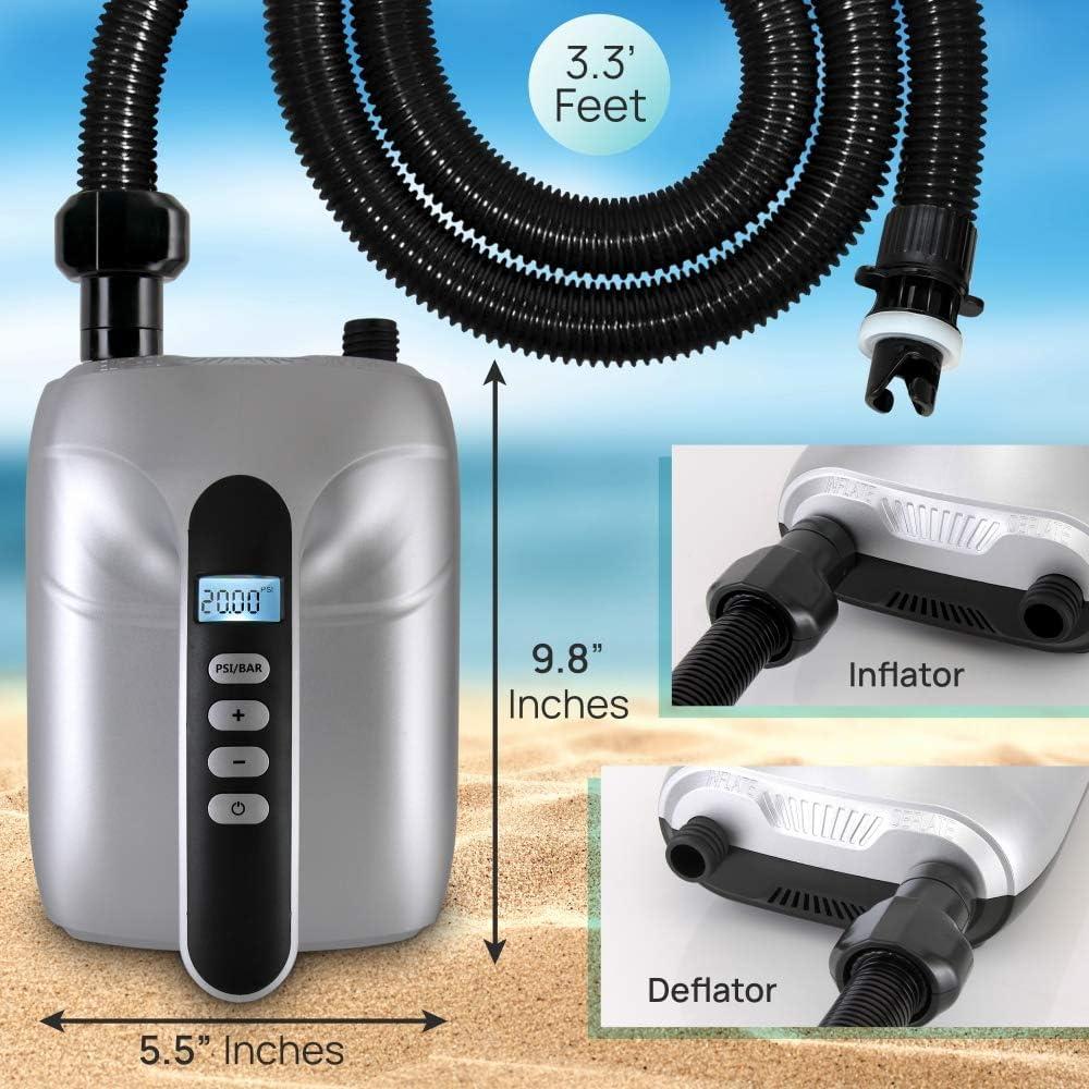 SereneLife High Pressure SUP Electric Air Pump - Silver & Black