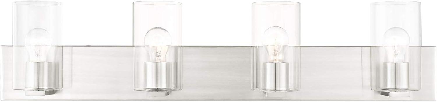 Zurich Elegance Brushed Nickel 4-Light Vanity with Clear Glass