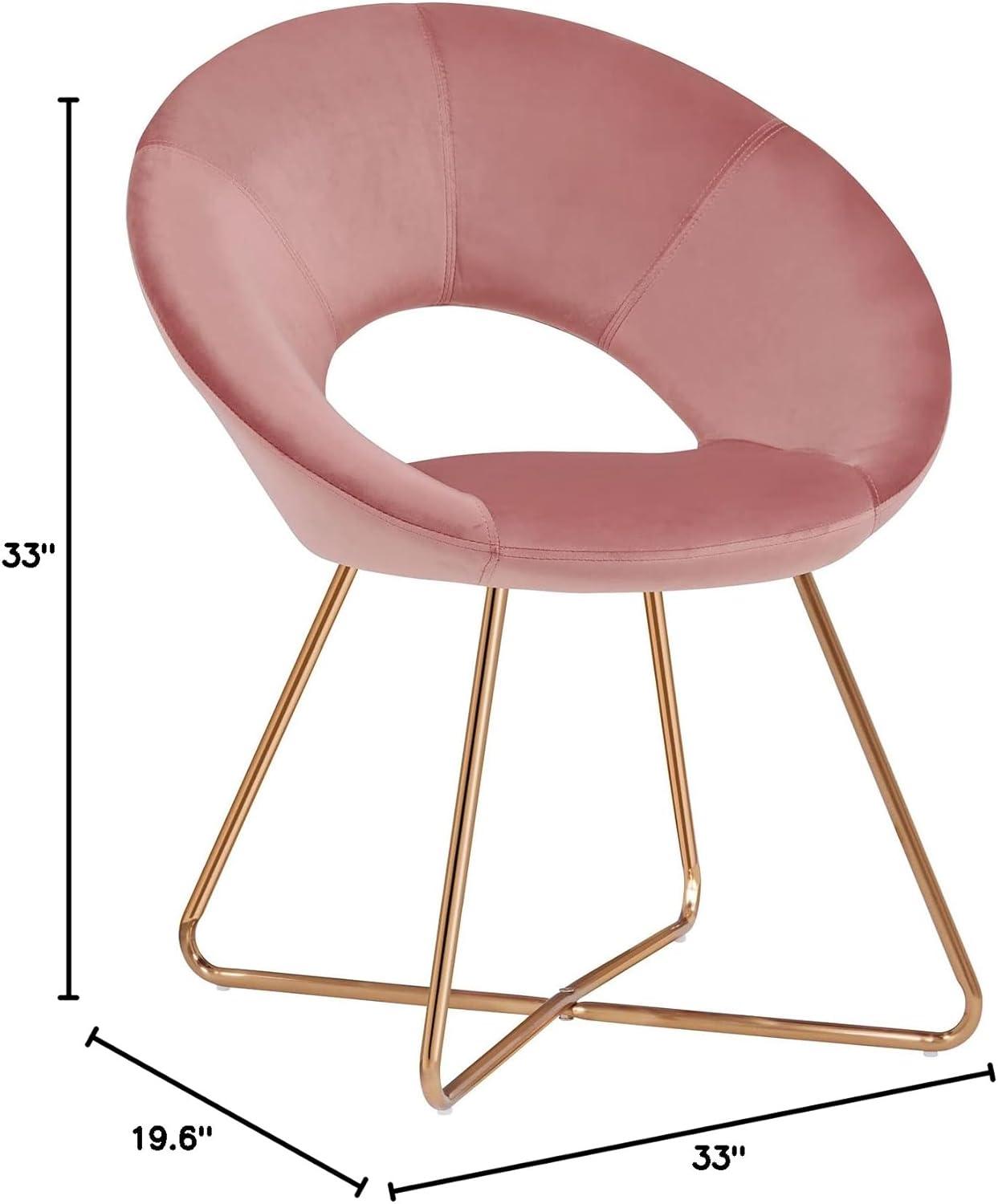 Duhome Velvet Accent Chair with Gold Metal Legs for Living Room Modern Makeup Vanity Chair Glam Desk Chair for Bedroom Furry Pink