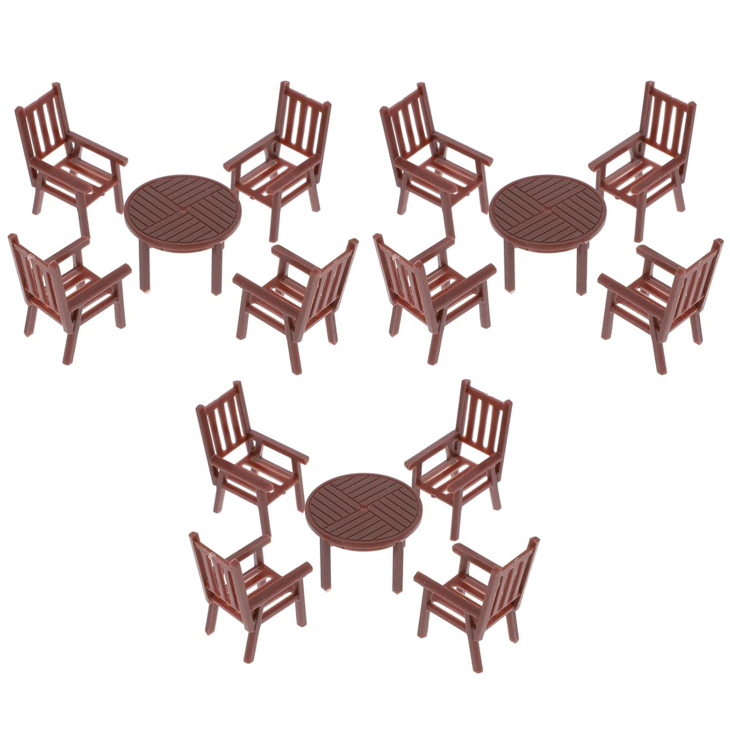 Mini Table and Chairs Dollhouse Miniature Garden Furniture Outdoor Bathroom Decorations Micro Scene Child 4 Sets