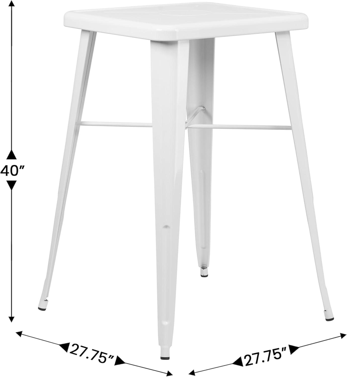 Flash Furniture Commercial Grade 23.75" Square White Metal Indoor-Outdoor Bar Height Table