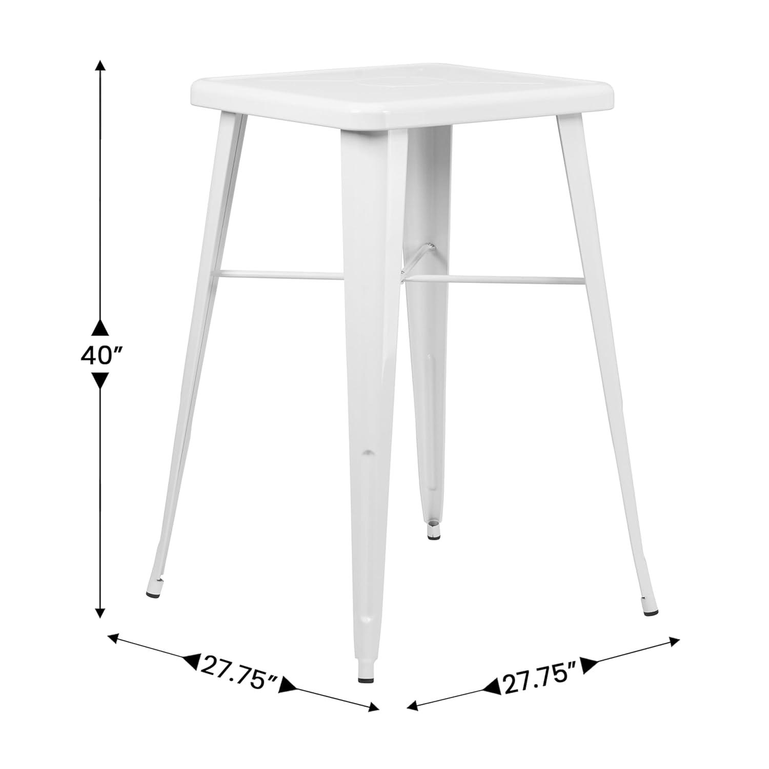 Flash Furniture Commercial Grade 23.75" Square White Metal Indoor-Outdoor Bar Height Table
