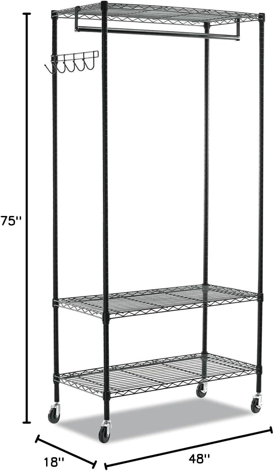 Alera® Wire Shelving Series Metal Rolling Clothing Rack
