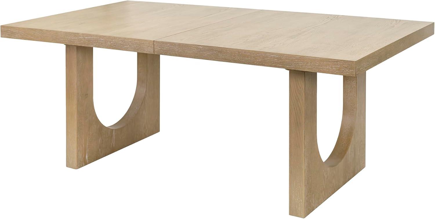 Modern Wood Rectangular Kitchen Table with Eight Chairs Light Brown