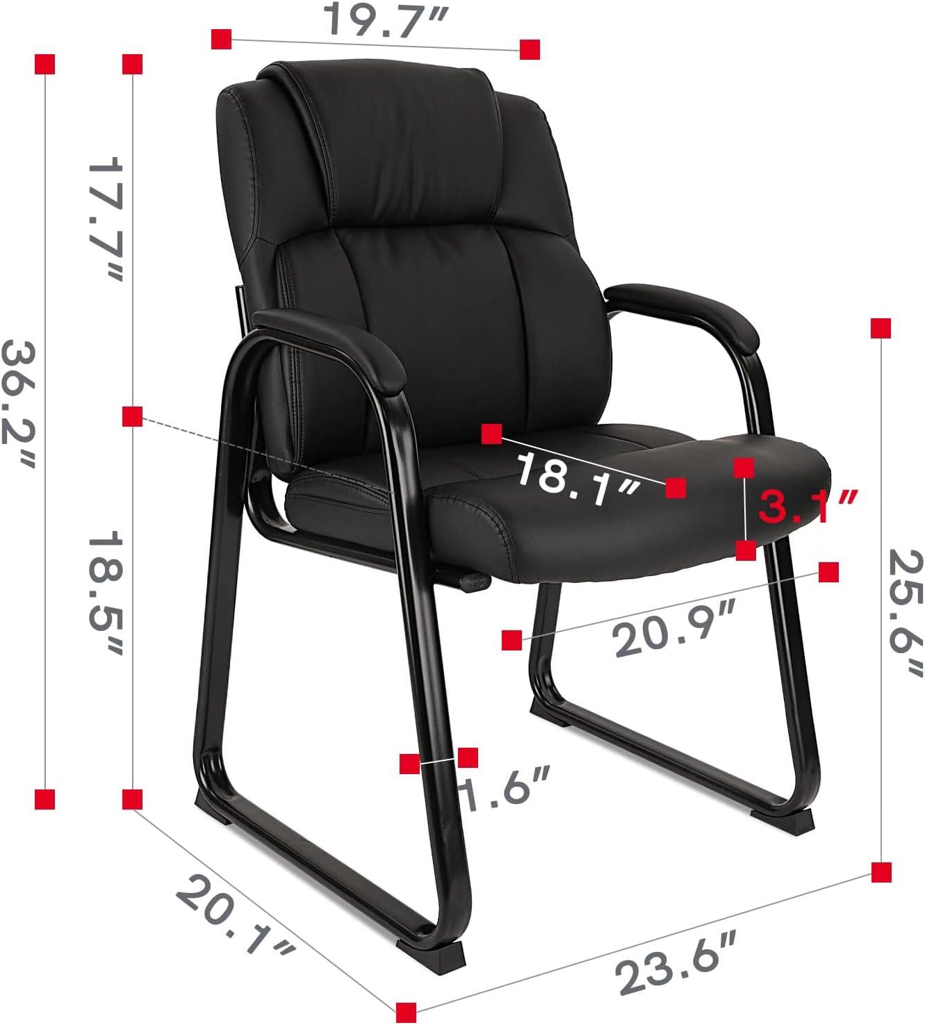 CLATINA Leather Guest Chair with Padded Arm Rest for Reception Office Meeting Conference and Waiting Room Side Office Home,Sled Base,1 pack