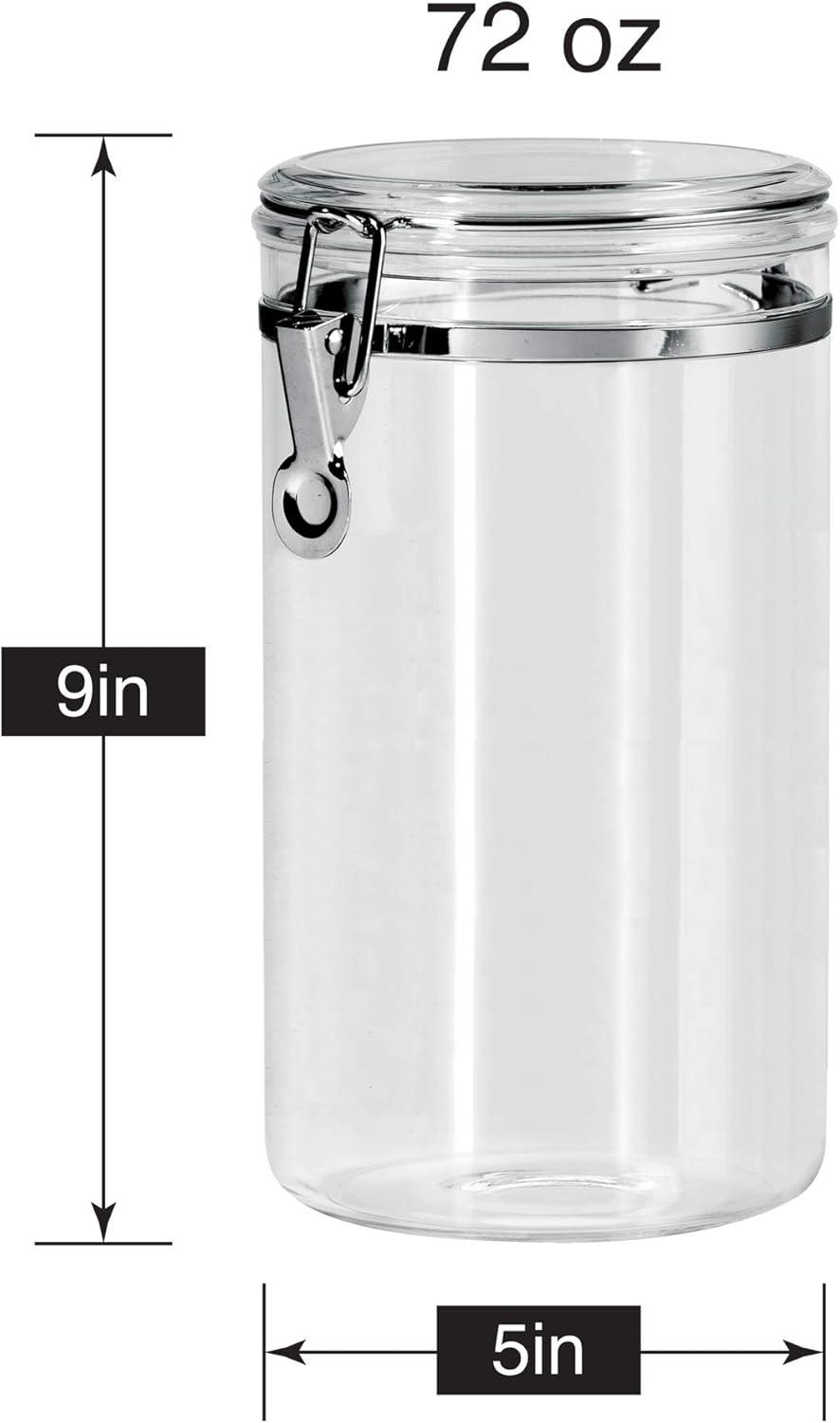 Clear Plastic Airtight Canister with Clamp Lid, 72 oz