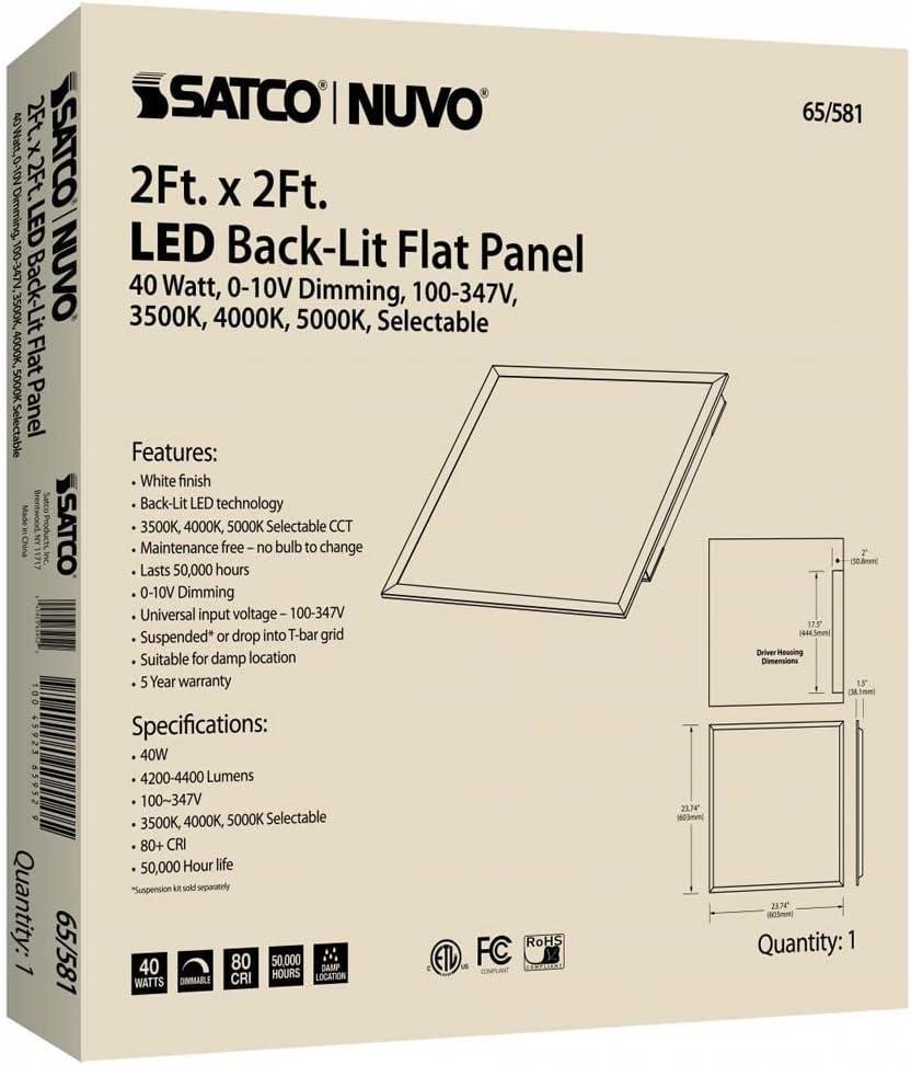 White Aluminum 24" Square LED Backlit Flat Panel Light