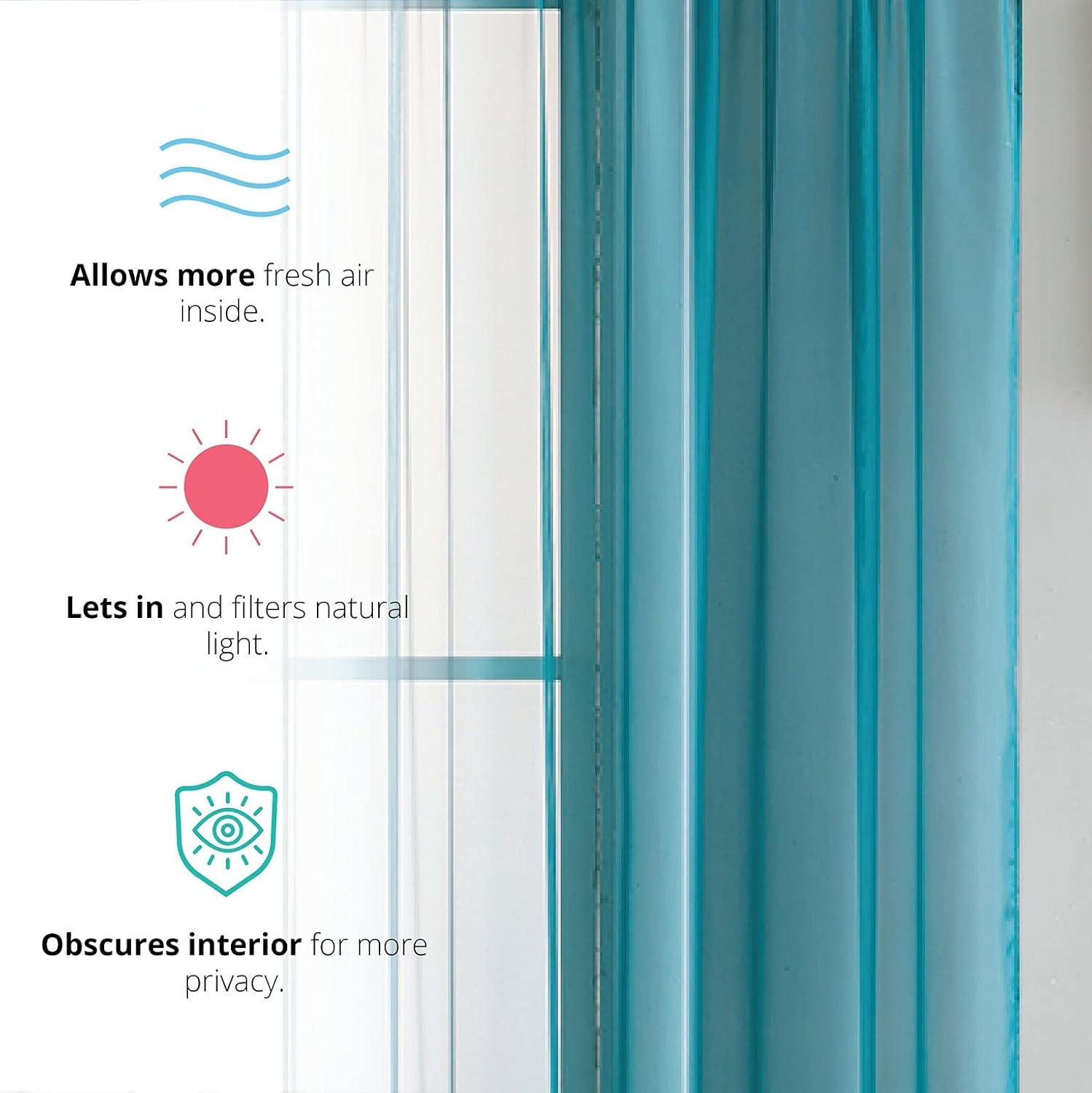 HLC.ME Grey Teal Sheer Voile Window Treatment Rod Pocket Curtain Panels for Bedroom and Living Room (54 x 84 inches Long, Set of 2)