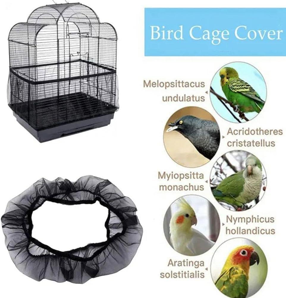 1Pc Black Small Bird Cage Cover,Small Birdcage Seed Catcher Guard Net Cover,Nylon Pet,Airy Gauze Birdcage Accessories Mesh Net,Dust,Bonsai Protection Pet Supplies