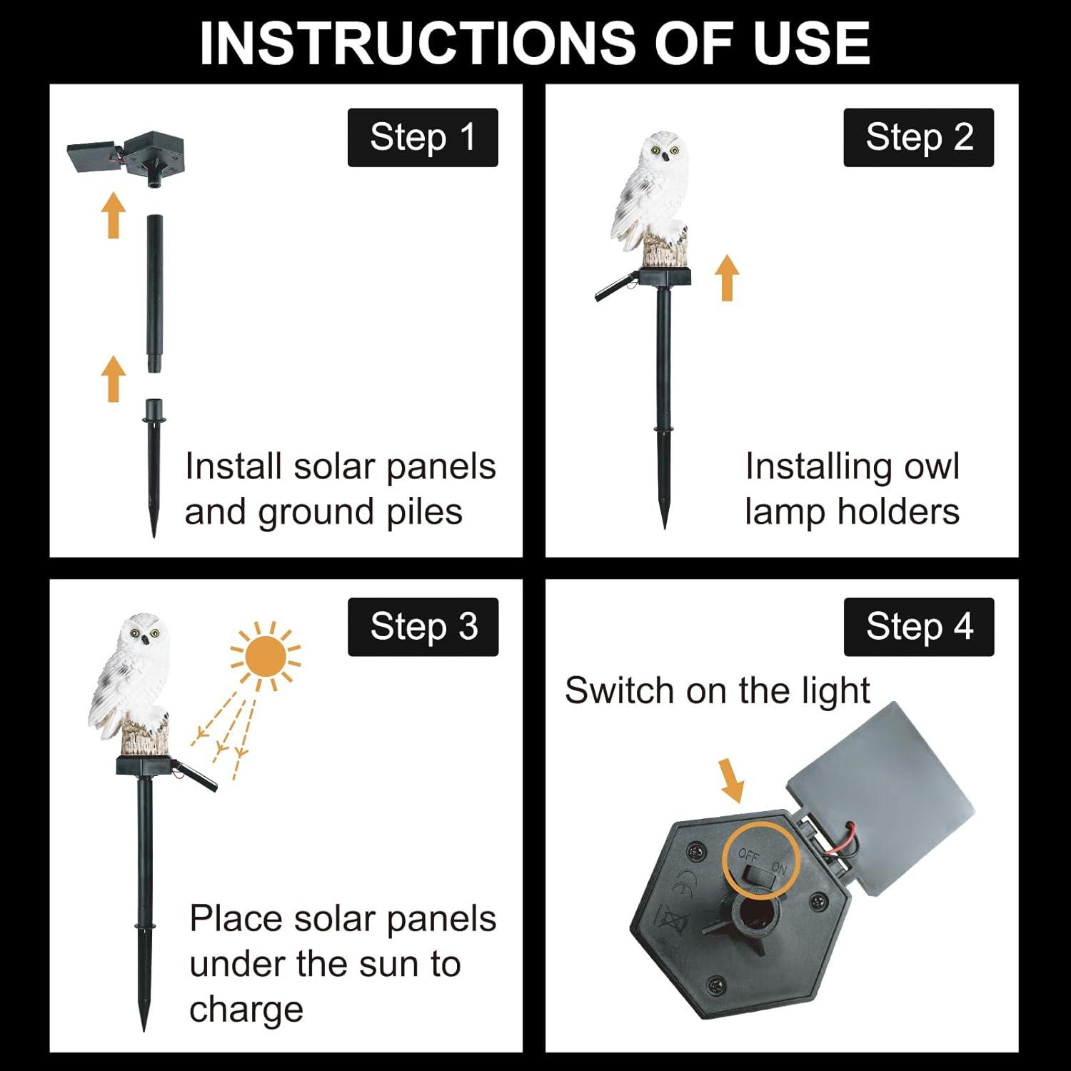 White Resin Owl Solar LED Garden Pathway Light