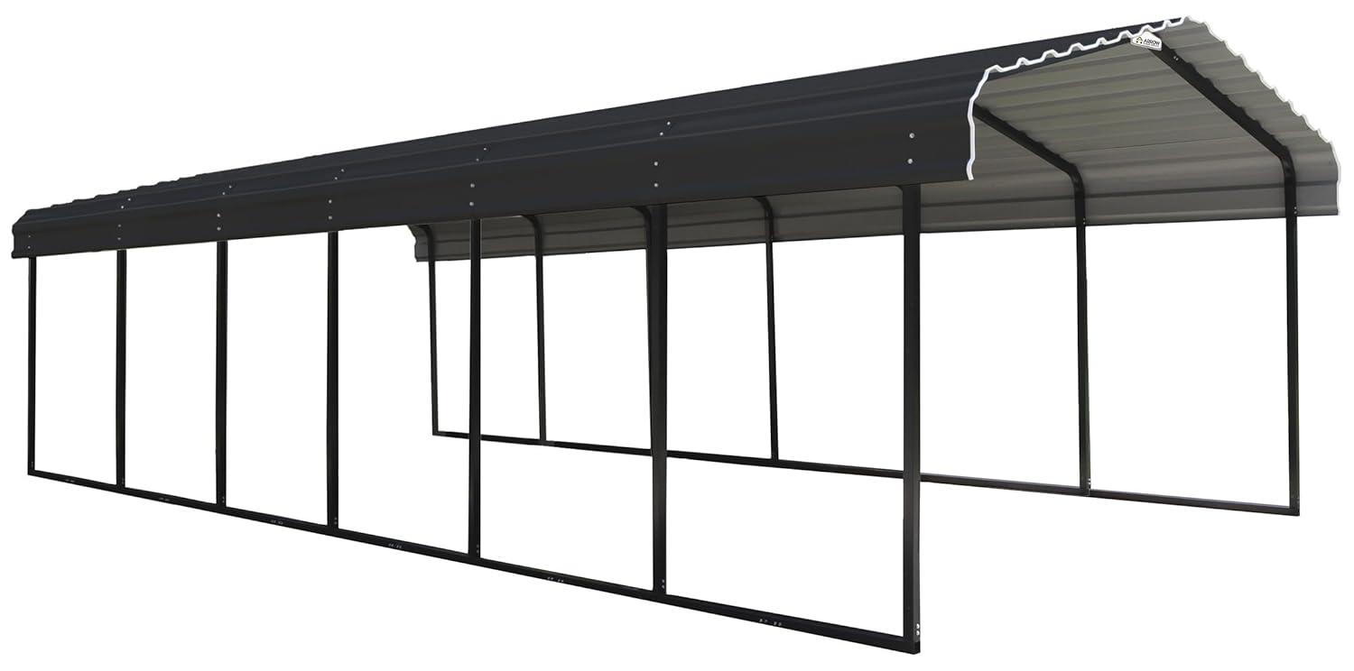 Arrow Steel Carport, Galvanized Black/Charcoal