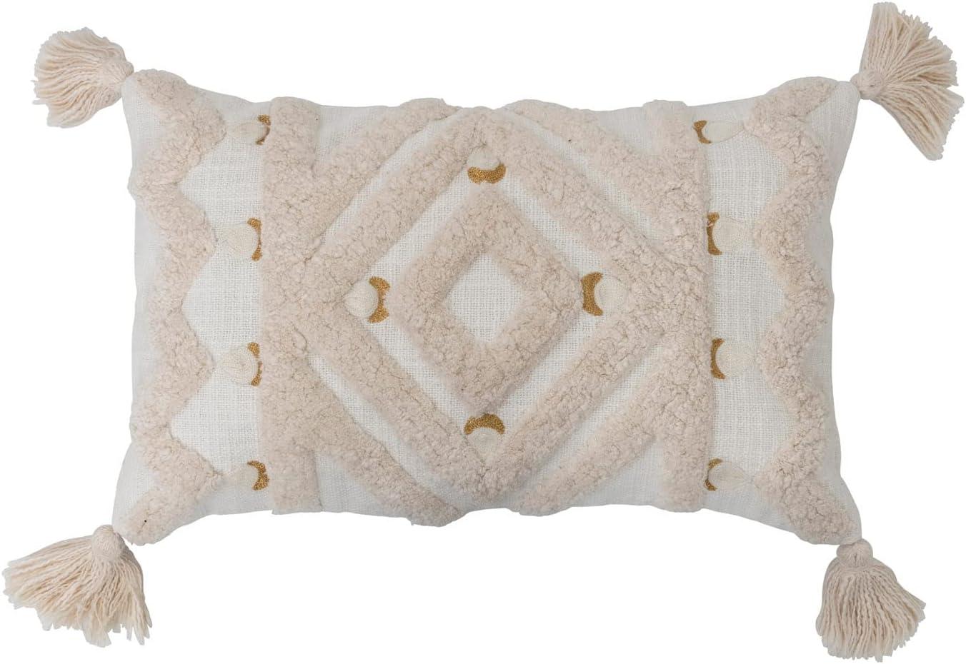 Creative Co-Op Embroidered Cotton Reversible Throw Pillow