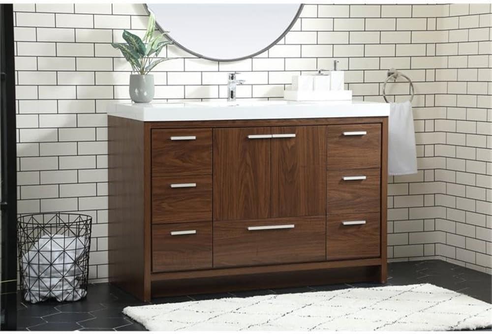 Elegant Decor Wyatt 48" Aluminum Alloy and MDF Single Bathroom Vanity in Walnut