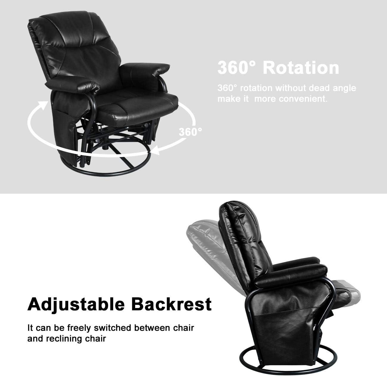 LAZZO Glider Chairs Rocking Chair, Metal Glider Chair with Removable Points and Armrests, for Outdoors, Garden, Deck, Black
