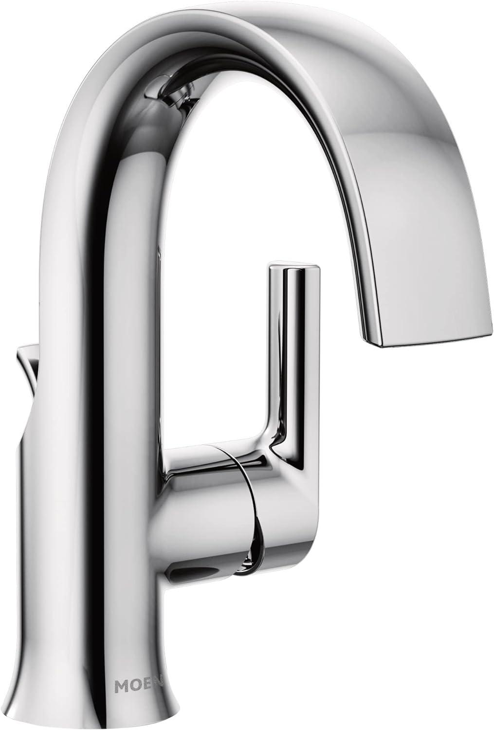 Sleek Modern 8" Black Chrome Single Hole Bathroom Faucet with Drain