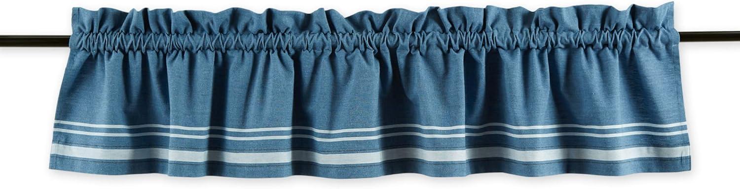 Blue Chambray French Stripe Window Valance 72x14