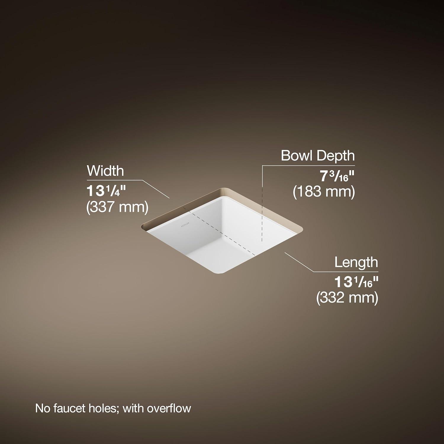 Verticyl Vitreous China Square Undermount Bathroom Sink with Overflow