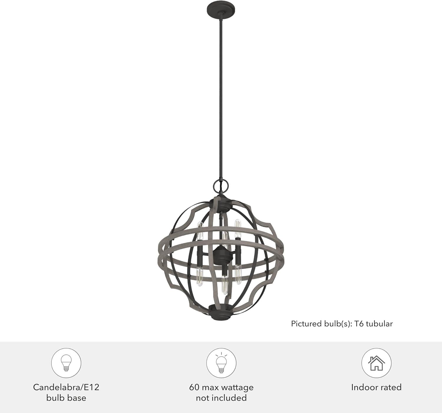 Hunter 19.25 inch Stone Creek Noble Bronze and White Washed Oak 6 Light Pendant Ceiling Light Fixture