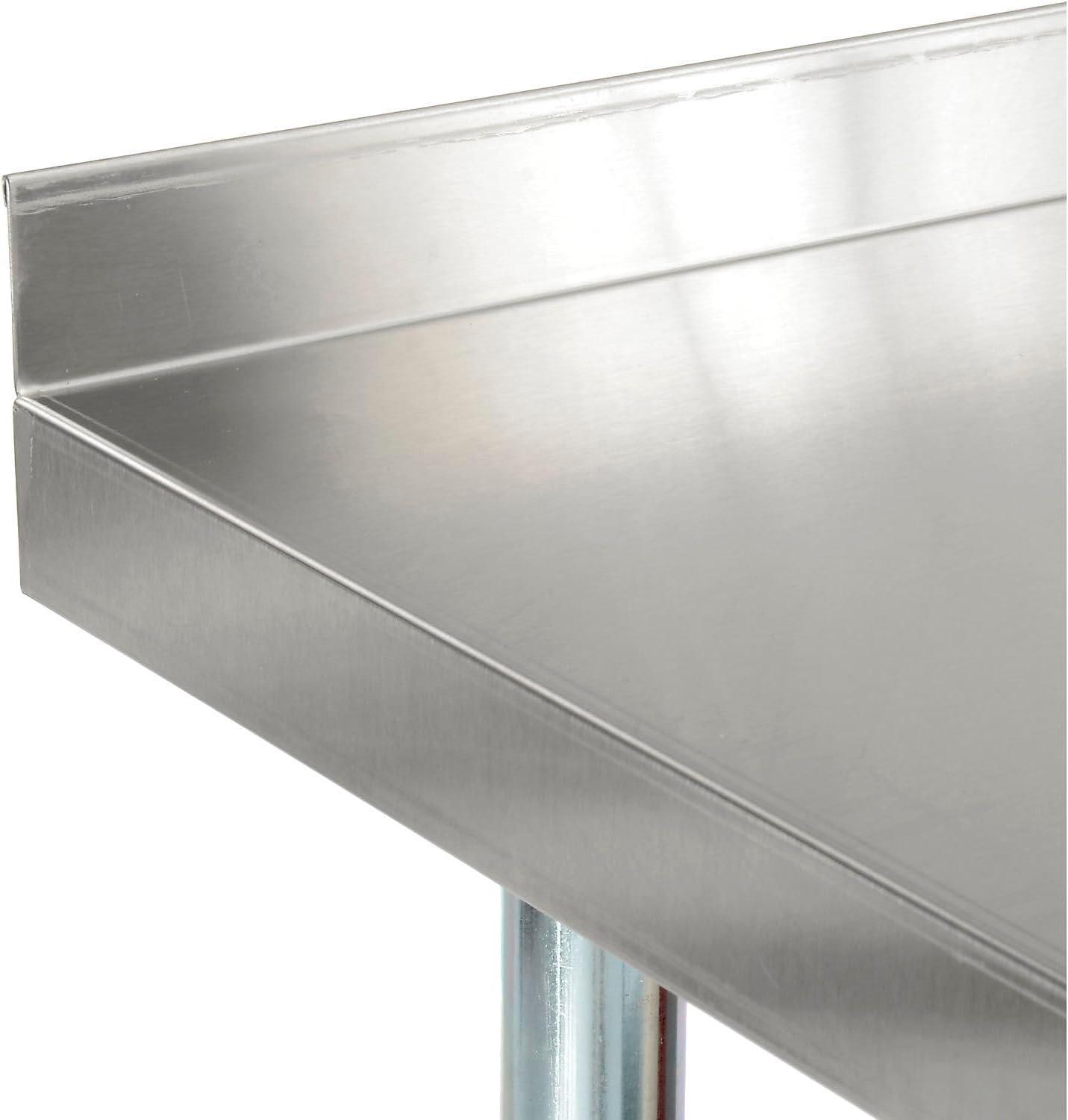 Nexel 96"W x 30"D 18 Gauge 430 Stainless Steel Workbench 2" Backsplash, Galvanized Legs & Undershelf