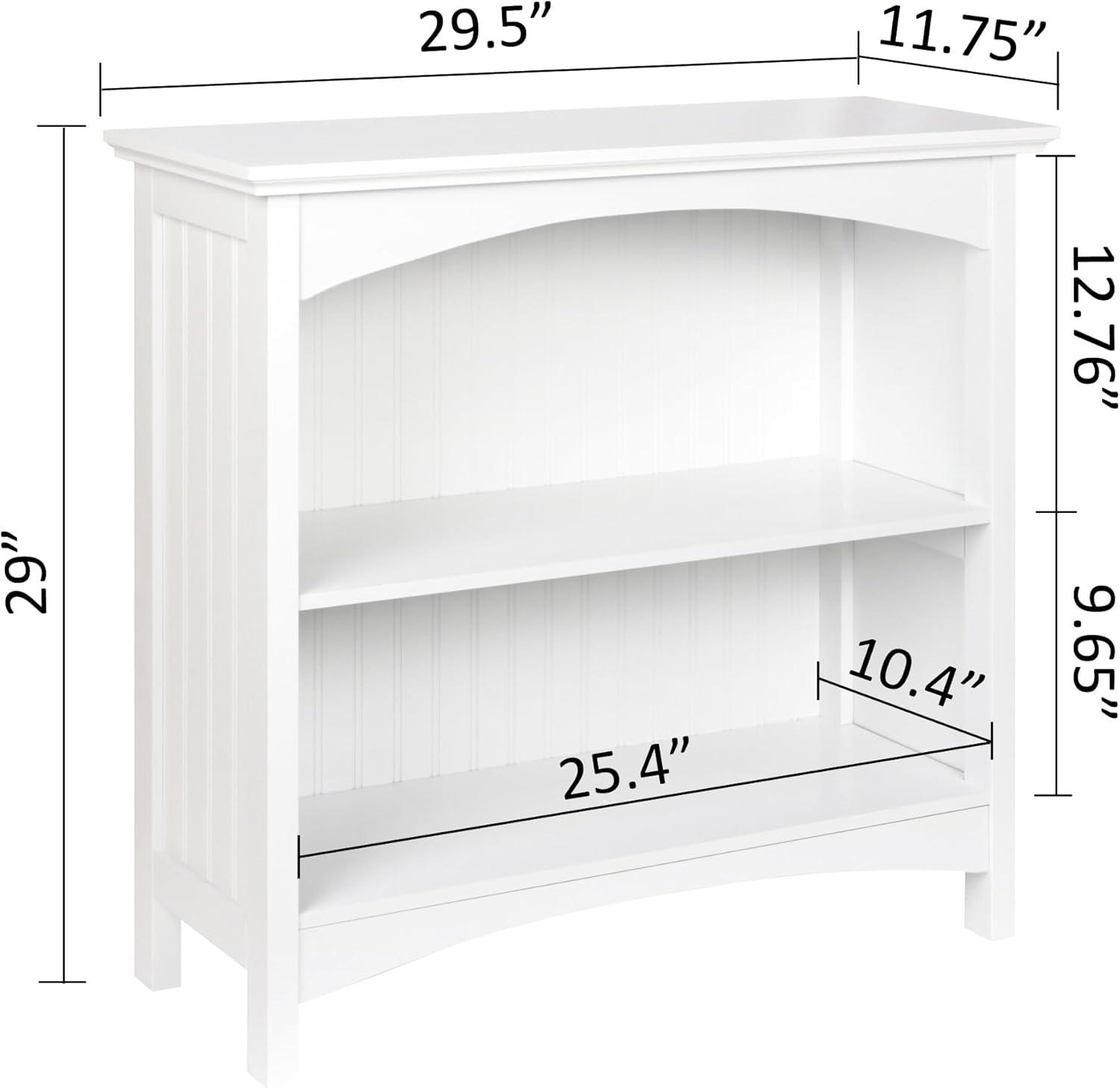 eHemco 2 Tier Storage Shelf Bookcase with 2 Arched Supports, 29 Inches Height, Cherry