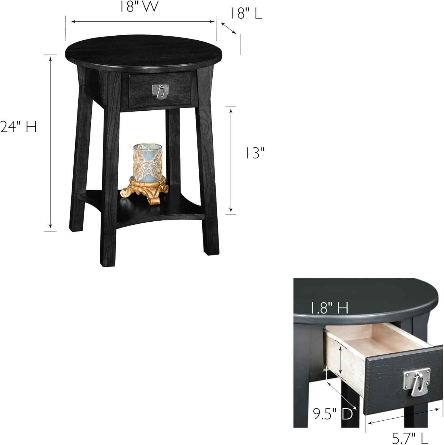 Design House Round Mission Side Table in Slate Black