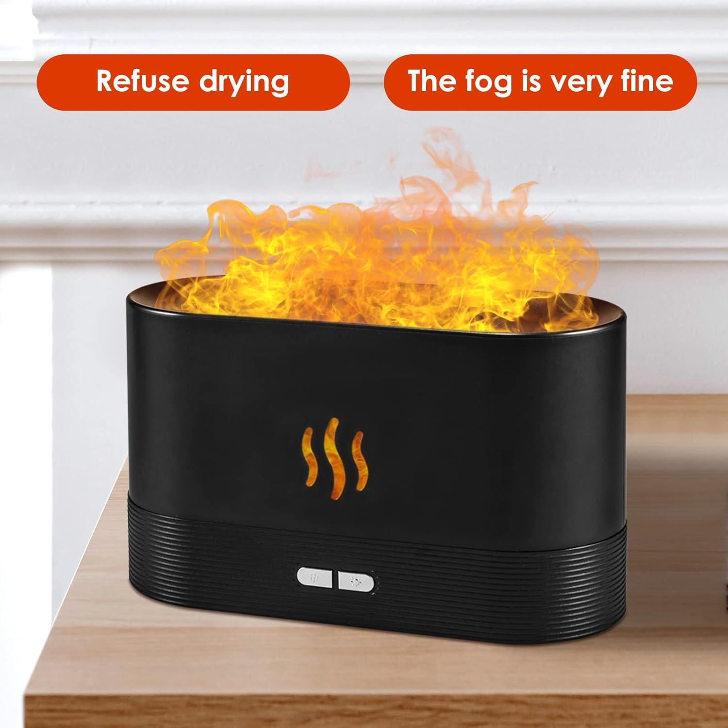 180ml Flame Air Humidifier Essential Oil Diffuser, TSV 3D USB 7 Color Light Aroma Diffuser for Home, Office, Spa, Gym