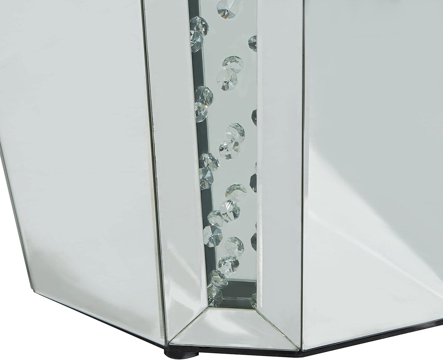 DecMode 20" x 24" Silver Glass Mirrored Geometric Accent Table, 1-Piece