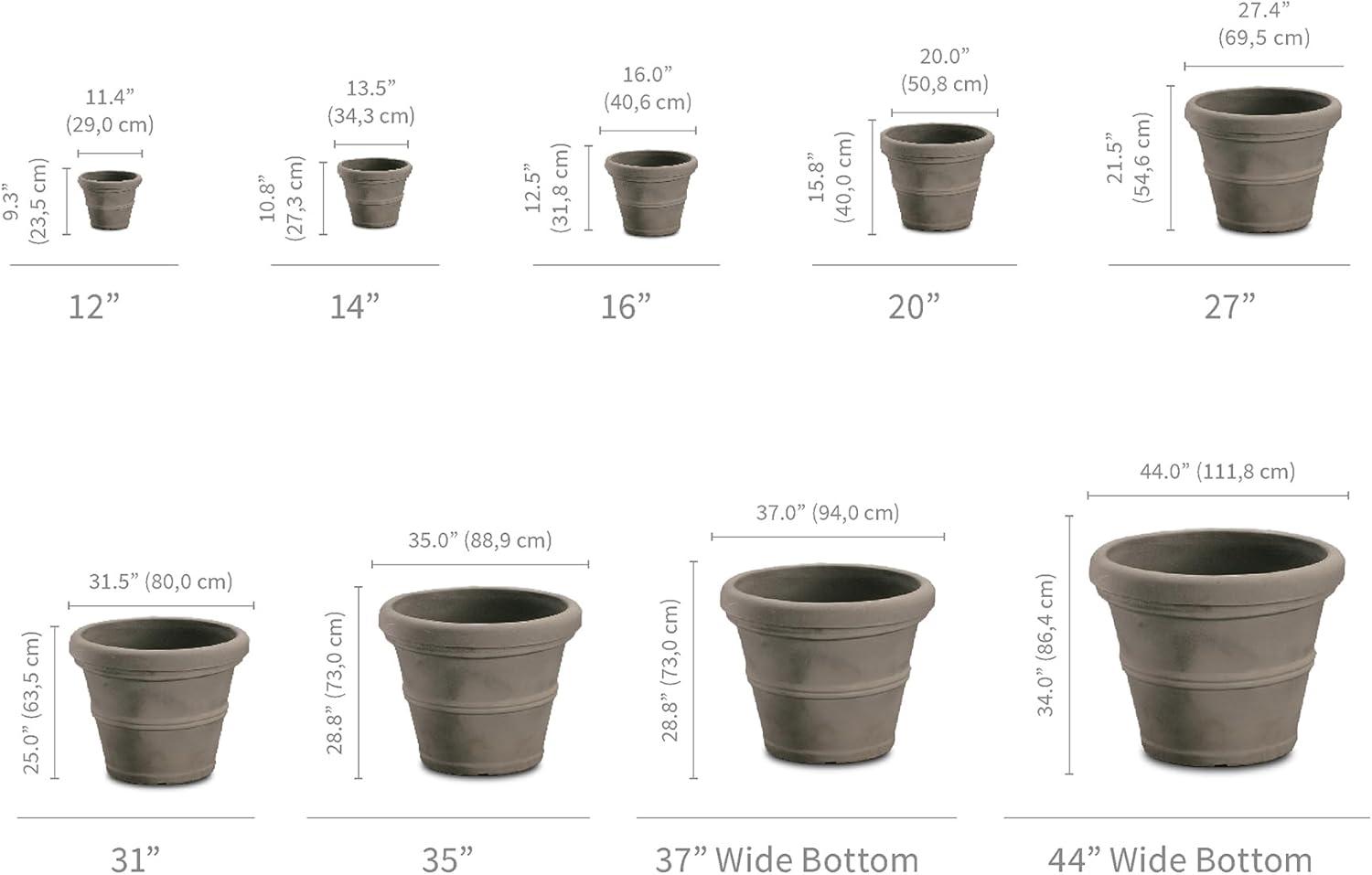 Crescent Garden Brunello Classic Rolled-Rim Plant Pot, Rust, 14in