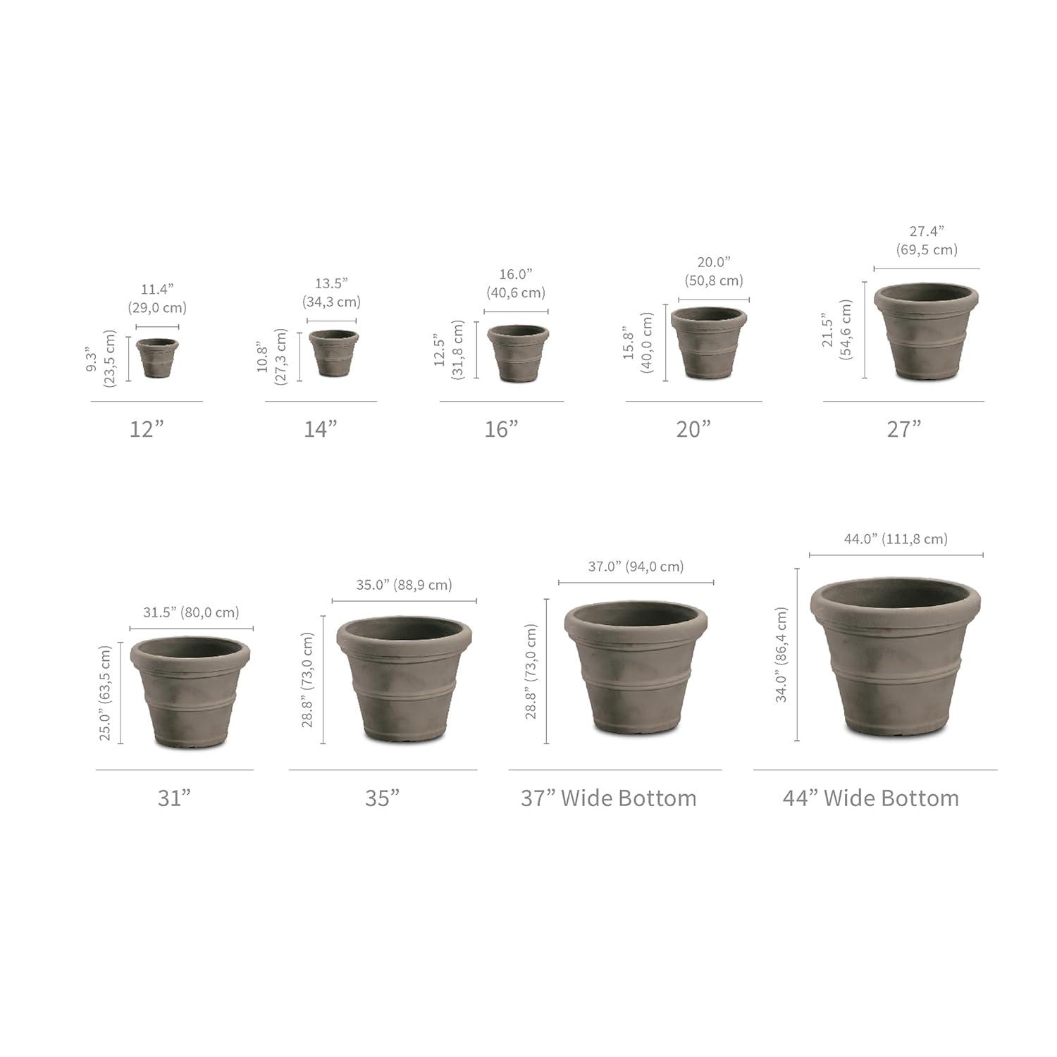 Crescent Garden Brunello Classic Rolled-Rim Plant Pot, Rust, 16in