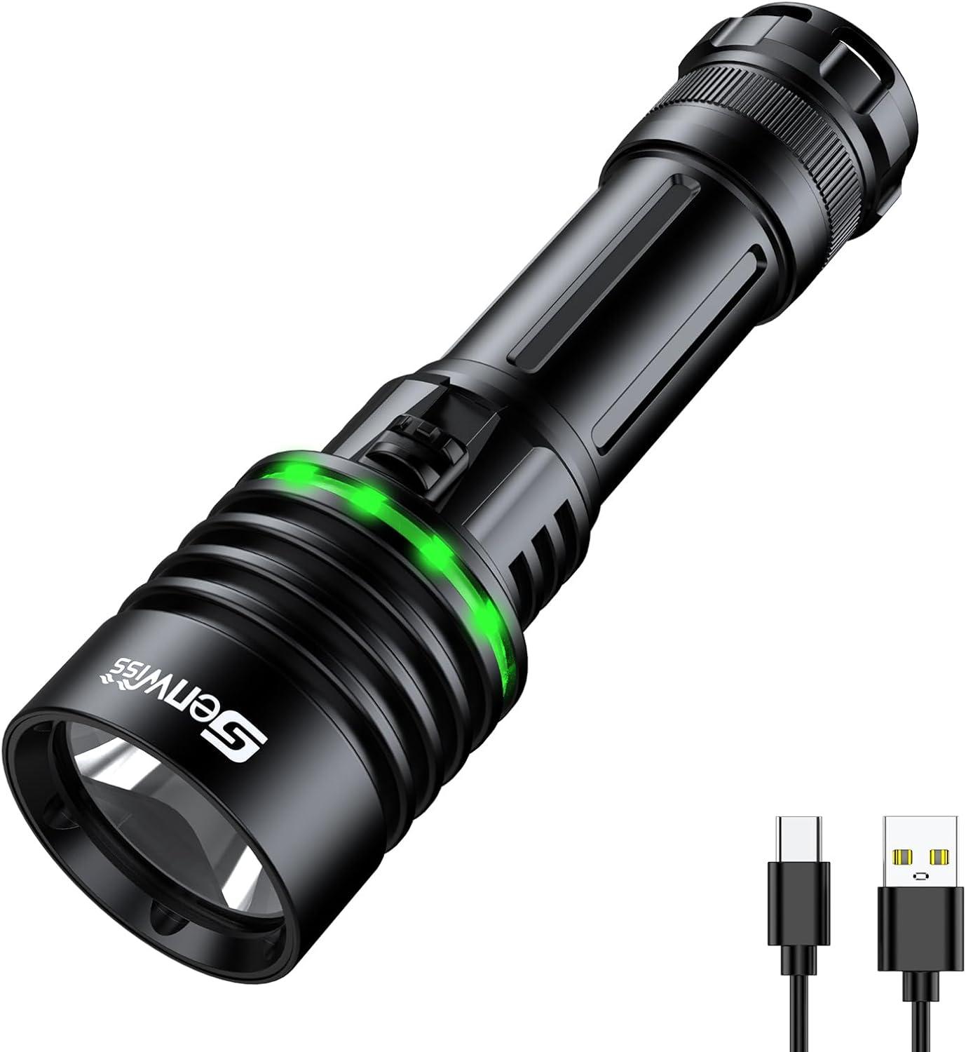 Genwiss Dive Light 2000 Lumen, 150M Waterproof Flashlight, Underwater Flashlight with Type-C Charging, Professional Diving Flashlight for Scuba Diving