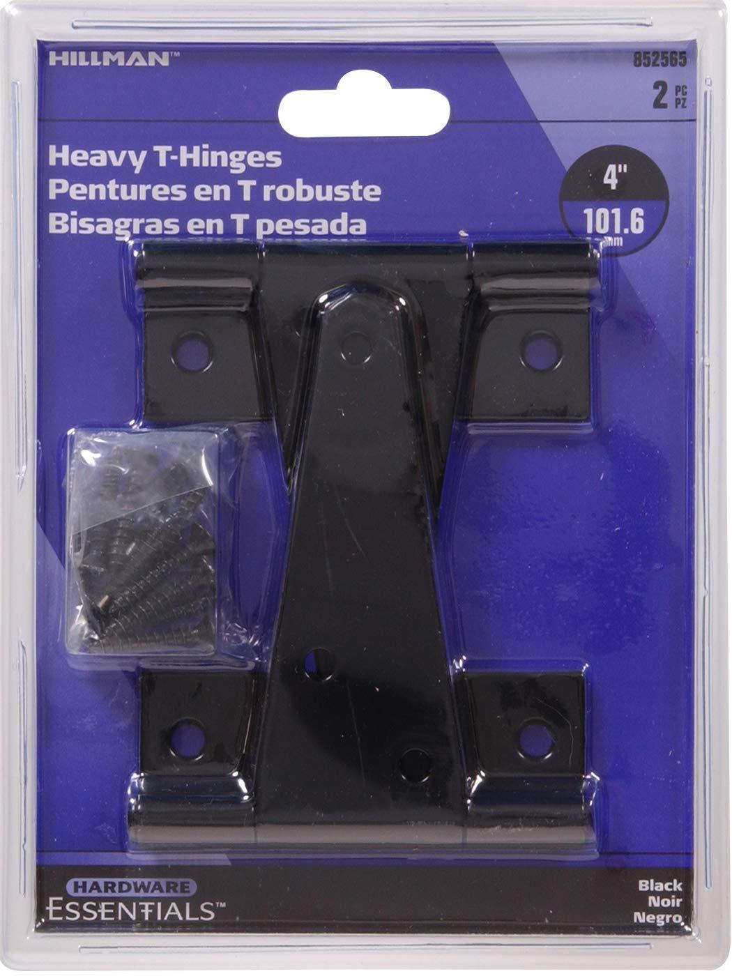 Heavy Duty Black Steel 4" T-Hinges - 2 Pack