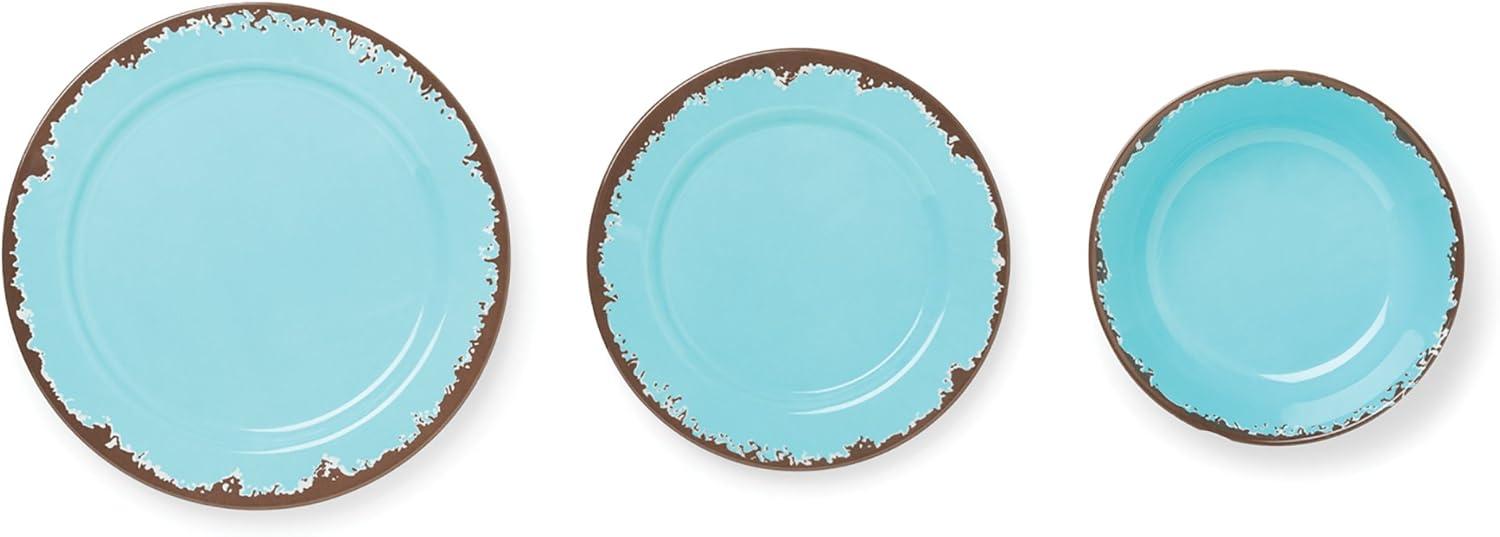 Fox Run Melamine Dinnerware Set, Off White, Dandelion Yellow, Sky Blue and Cornflower Blue, Set of 12