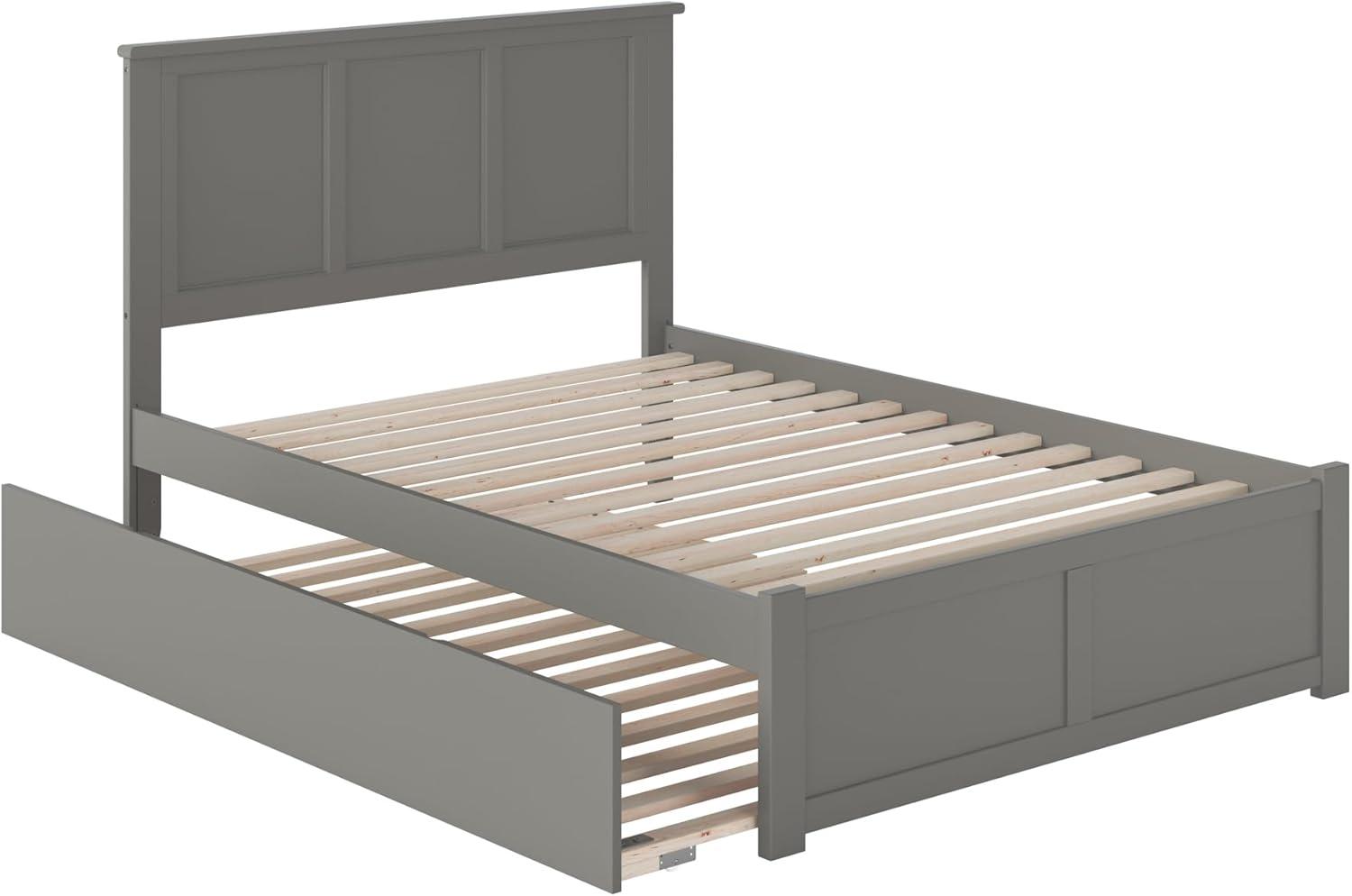 Madison Full Platform Bed with Flat Panel Foot Board and Full Size Urban Trundle Bed in Grey