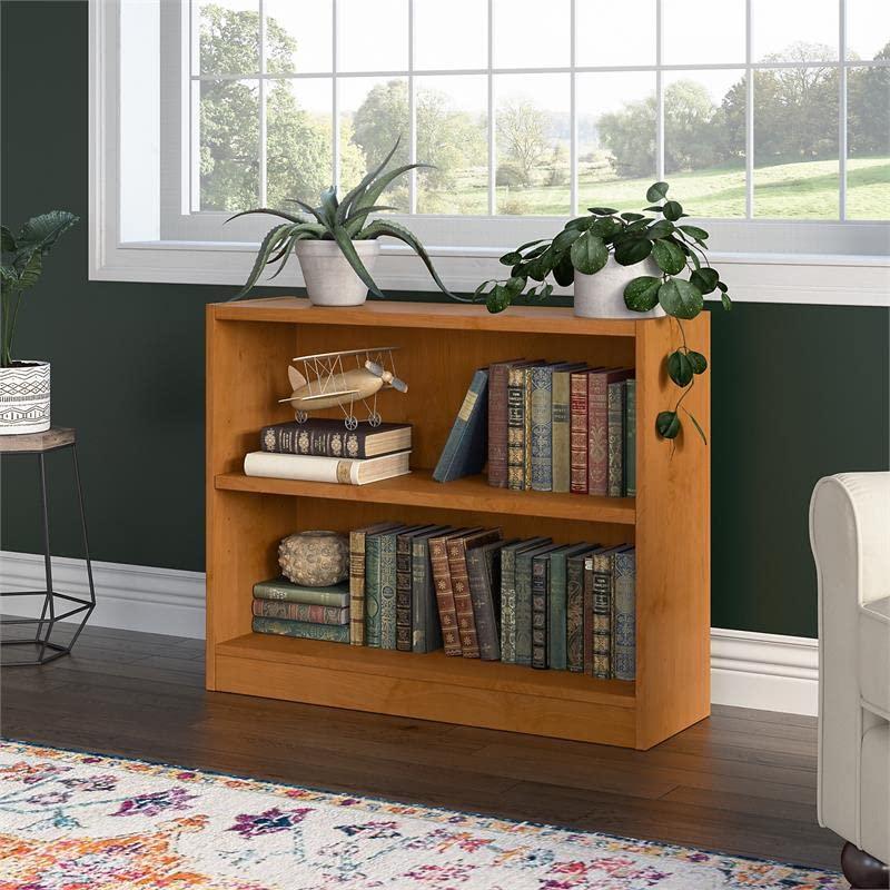 Adjustable Contemporary Cherry Wood 2-Shelf Bookcase