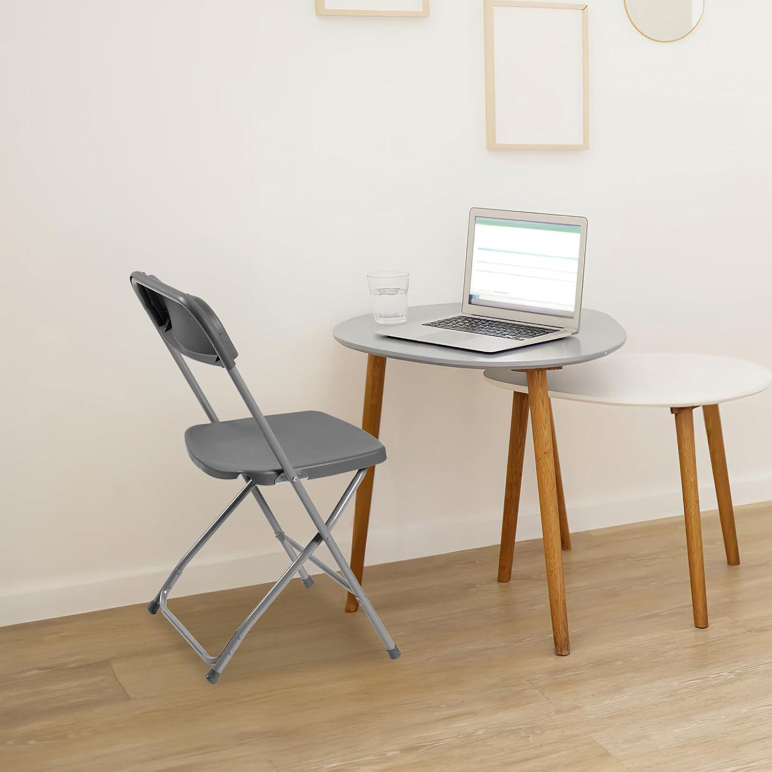 GARTOOO 10 Pack Plastic Folding Chair, Stackable Steel Frame Chairs,Portable Commercial Chair for Home, Office, Wedding, 550lbs Weight Capacity