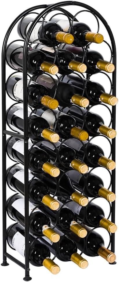 Fancial Black Metal 42-Bottle Wine Rack with Adjustable Foot Pads