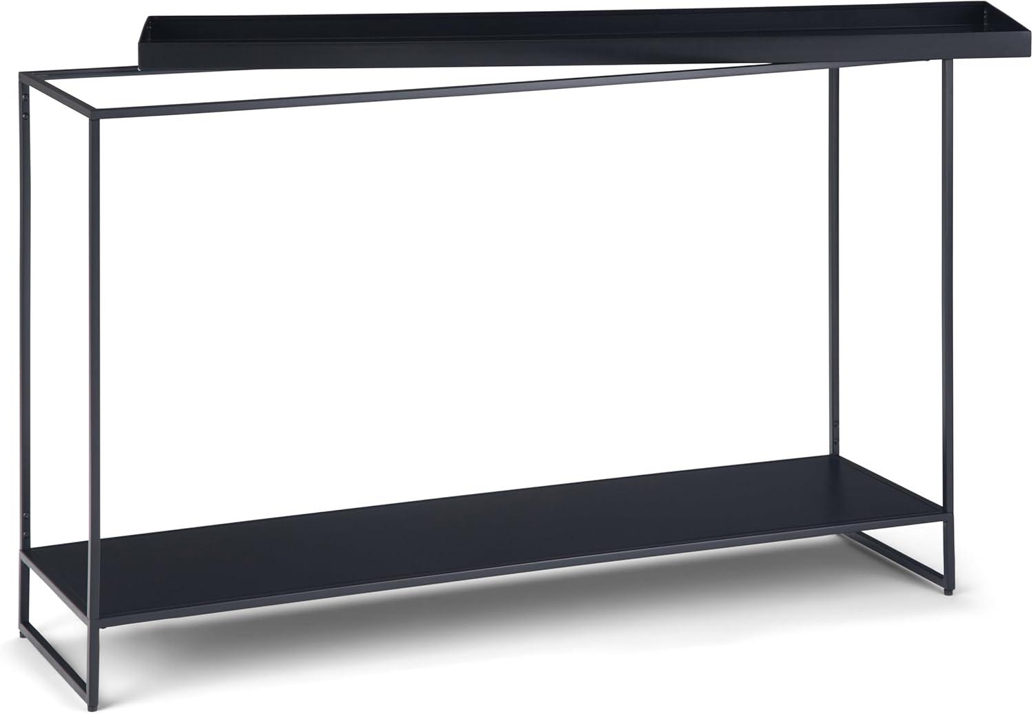 Garner Black Metal Tray Top Console Table with Storage