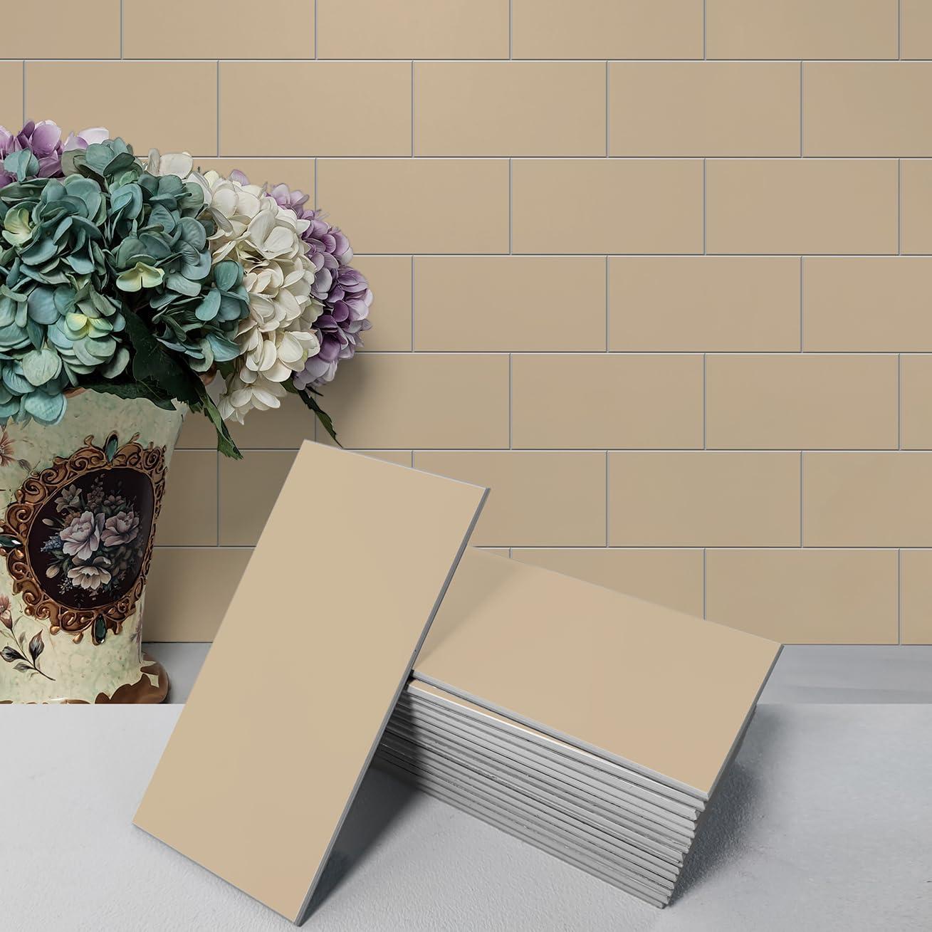 Bex Metro Solid Color 3'' W x 6'' L Engineered Stone Peel and Stick Subway Tile