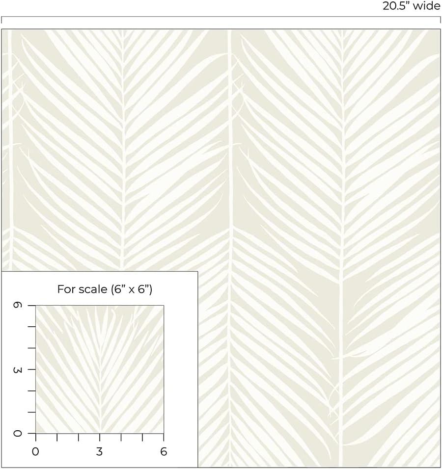 NextWall Palm Silhouette Peel and Stick Wallpaper Light Beige: Vinyl, Self-Adhesive, Botanical Leaf Pattern, 30.75 Sq Ft Coverage